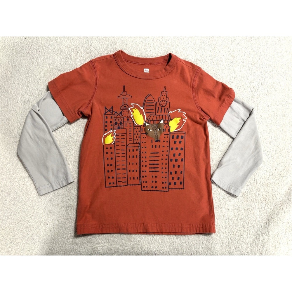 Tea Collection Boys 6 Fire House Fox‎ Theme Long sleeve Shirt